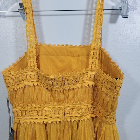 Lulus Forever Love Golden Yellow Swiss Dot Sleeveless Dress Size S 122925-2Clo2 - Picture 6 of 9